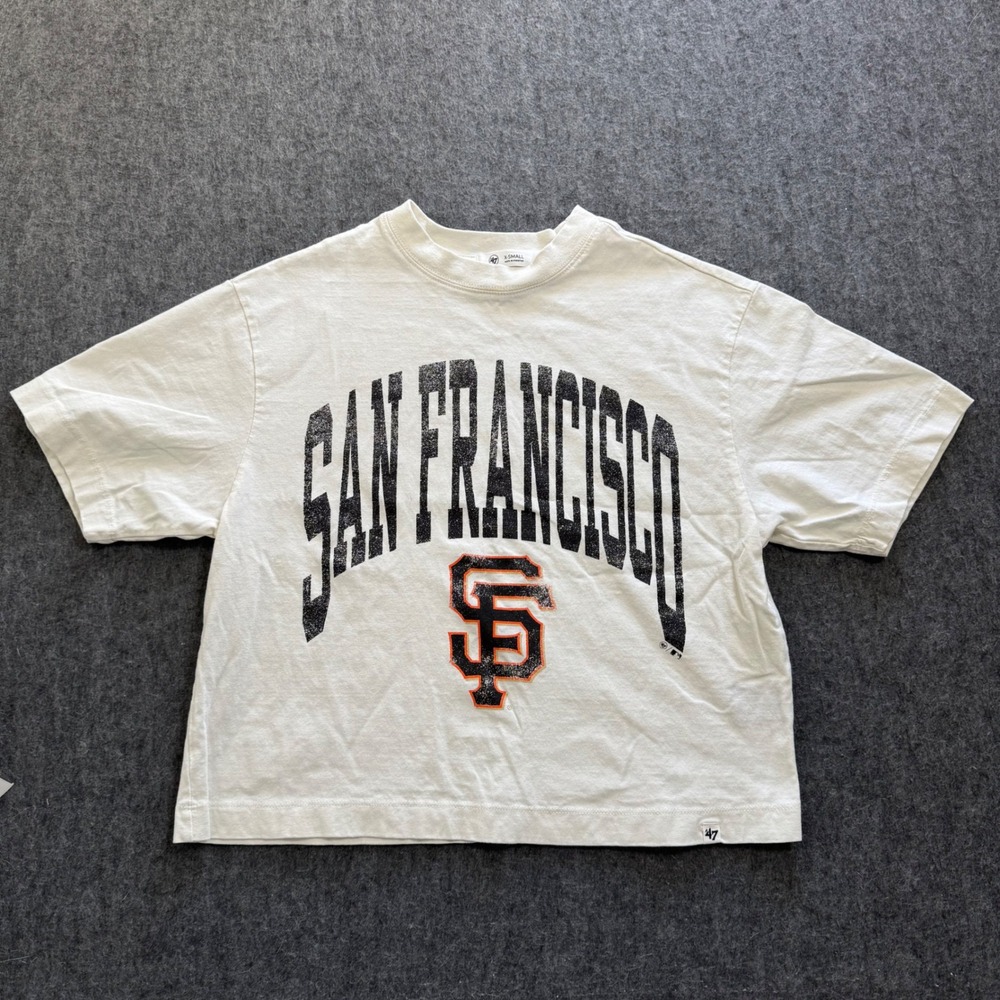 47 Brand San Francisco Giants Cropped Graphic T-Shirt Cream XS MLB Baseball